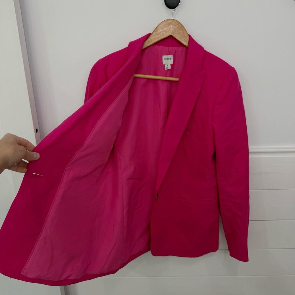 Women’s J. Crew Linen Blend One Button Blazer Hot Pink Size 8 - Picture 2 of 7